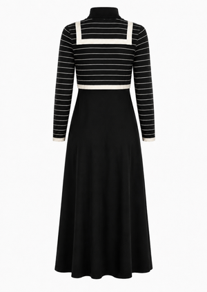 SELENA COLLARED OVERLAY MAXI-BLACK/IVORY