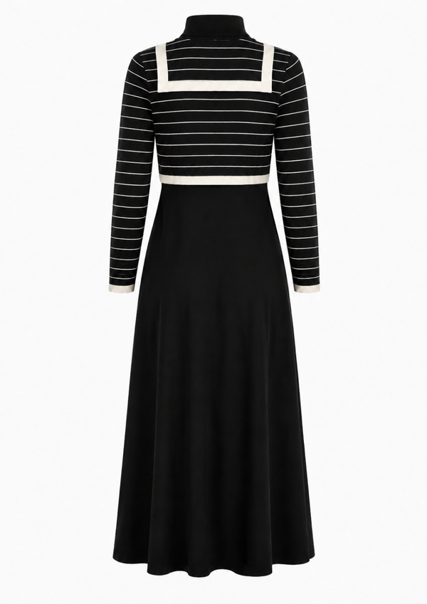 SELENA COLLARED OVERLAY MAXI-BLACK/IVORY