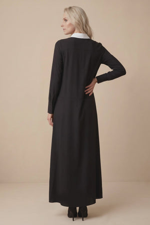 BUTTON FRONT SWING MAXI-BLACK
