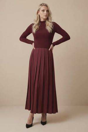BOX PLEAT MAXI SET-BURGUNDY
