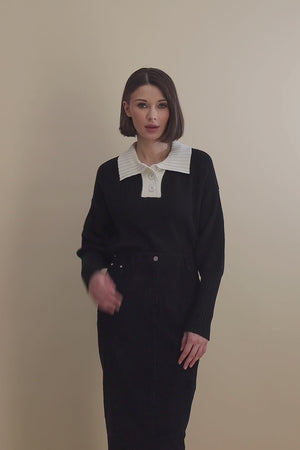 KNIT COLLARED HENLEY