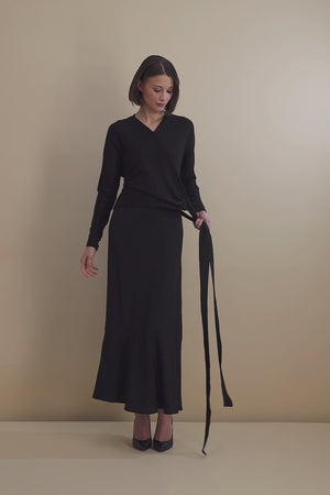 WRAP OVERLAY MAXI-BLACK