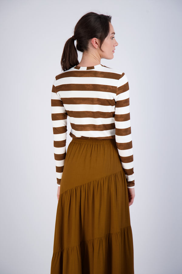 DISTRESSED STRIPED TEE - AMBER