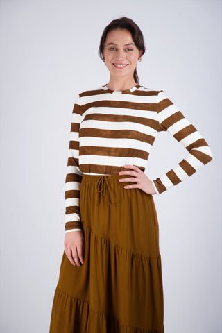 DISTRESSED STRIPED TEE - AMBER