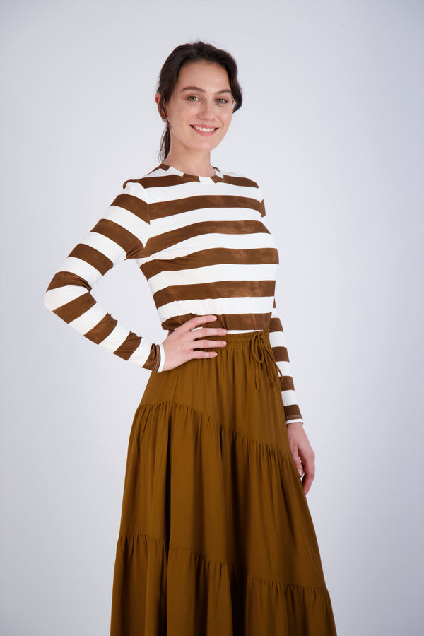 DISTRESSED STRIPED TEE - AMBER