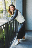LEATHER KNIT CARDI-IVORY