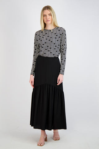V MAXI SKIRT- BLACK